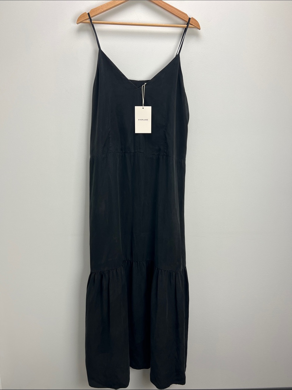 Everlane The Long Weekend Dress In Butterlite Black Tiered Flowy Womens 10 New